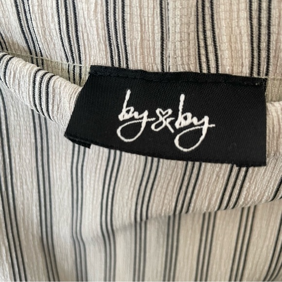 By & By Ivory Striped Skirt Crepe Textured Elastic Waist Back Slit Women's Small - Picture 5 of 5